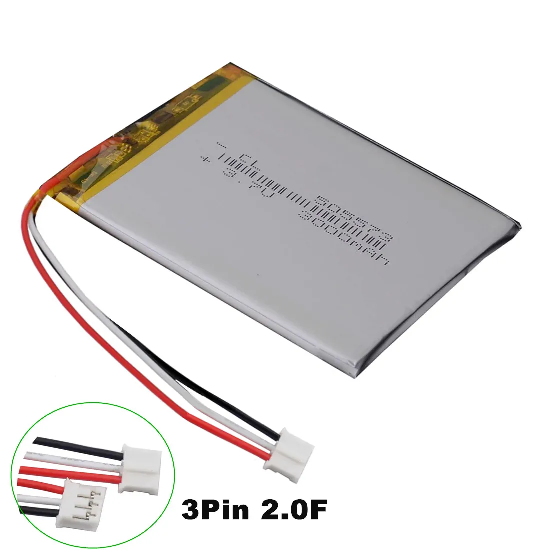 

505573 3,7 В, 3000 мАч, 11,1 Втч, литий-полимерный аккумулятор Li Lipo, термистор NTC, 3 провода, JST, 3-контактный разъем 2,0 мм для GPS DashCam, планшетного ПК