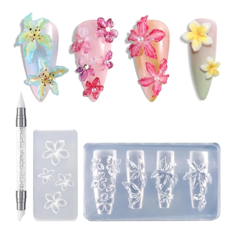 3PCS Multifuntional Nails Molds Styling Mold Flower Nails Accessories Moulds Suitable for Accessories Enhancement