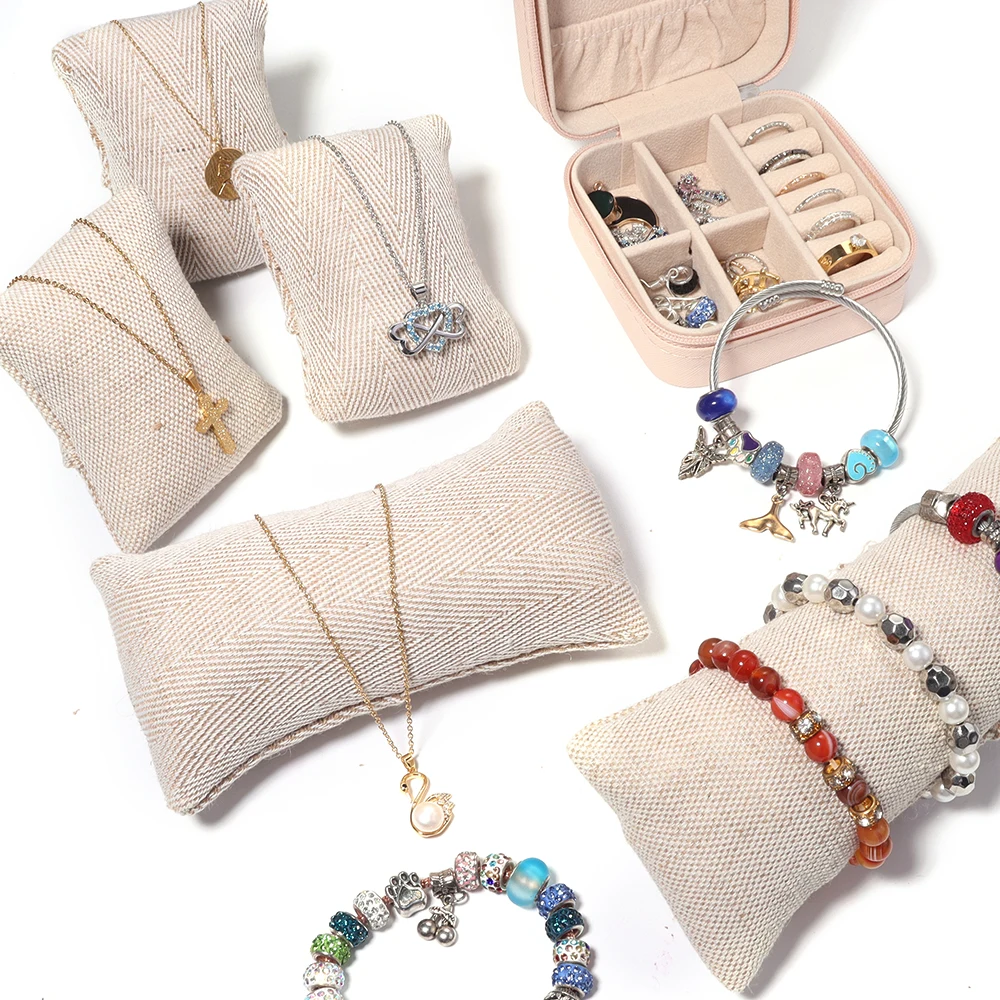 1Pc Bracelet Watch Display Pillow Linen Jewelry Bangle Cushion Holder Show Organizer Pillow Jewelry Show Photography Prop Stand