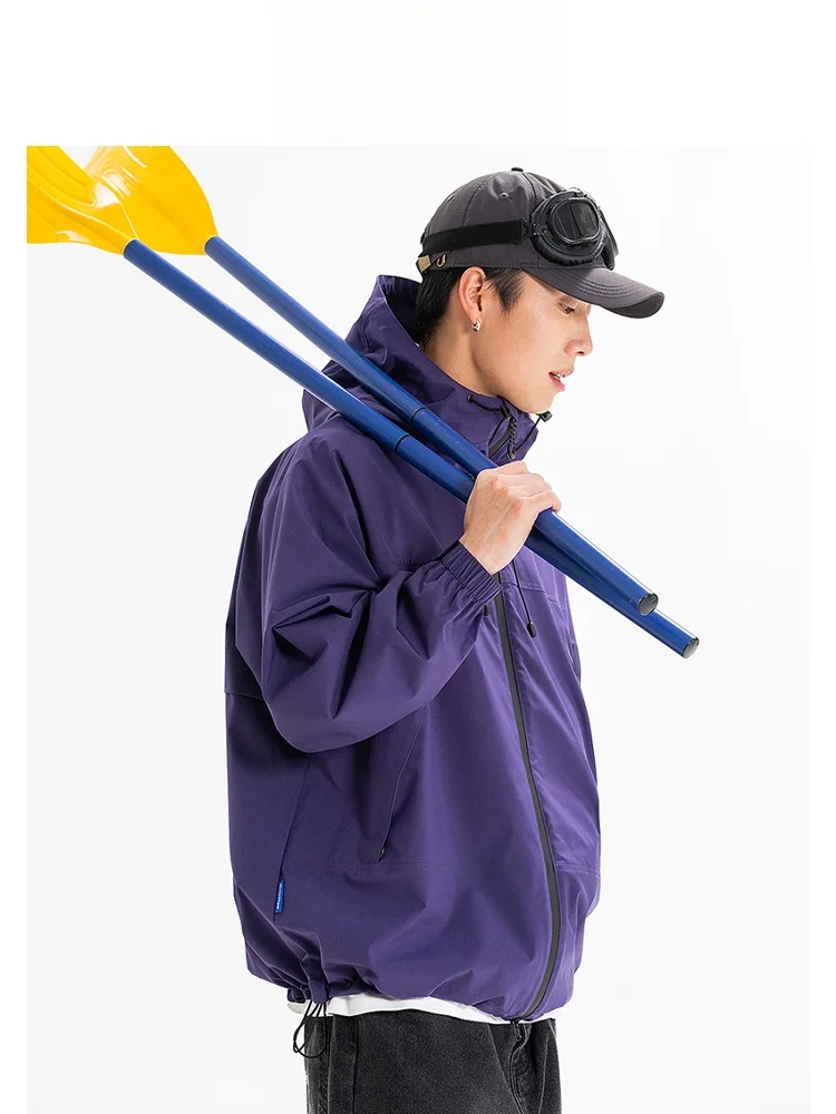 

Wassup2025 Мужская футболка-стойка Jaet, осенняя одежда, верхняя одежда, свободное пальто из полиэфирного волокна, длинное пальто с капюшоном на молнии