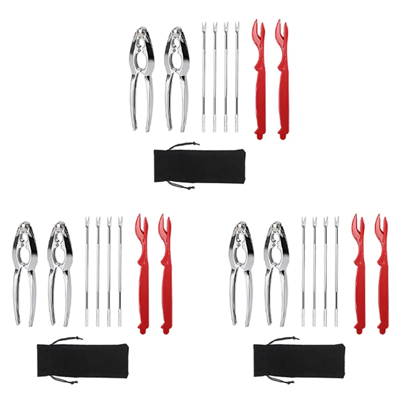 

Crab Crackers And Tools, Lobster - 6 Crab Leg Crackers And 12 Crab Leg Forks Sturdy & Durable & Rustproof &Reusable