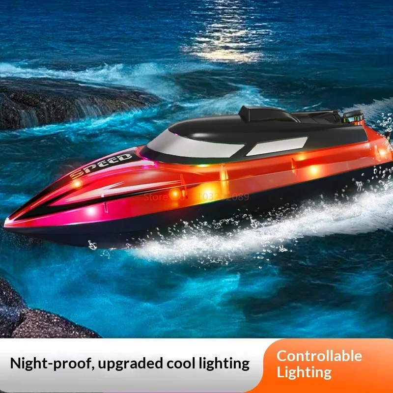 Barco com controle remoto de tamanho grande, carregamento de lancha com controle remoto, simulação de alta velocidade, brinquedo de água, modelo de barco, presente de aniversário