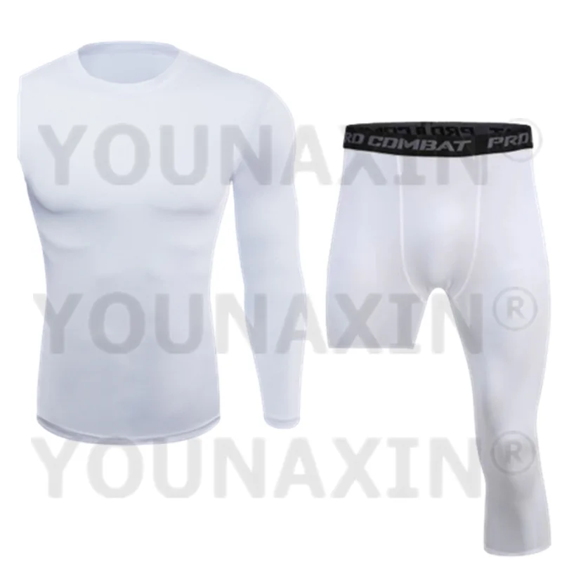 Men Base Layer One Arm Sleeve T-shirts Exercise Trousers Running Tight Sports Cropped One Leg Leggings Basketball Fitness Pants