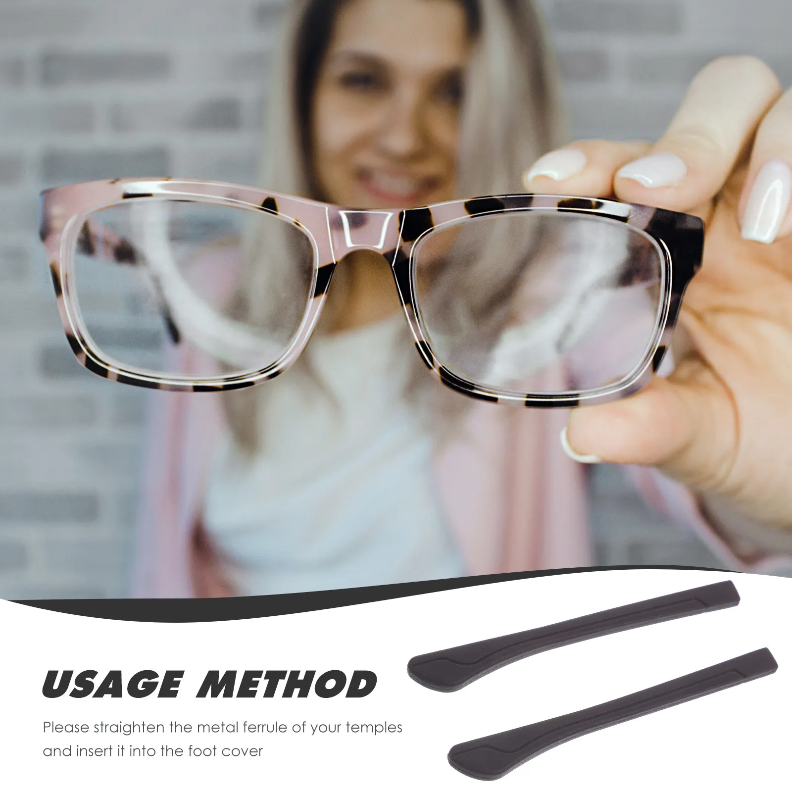One Pair Dark Brown Silicone Glasses Leg Sleeve Non Slip Replacement Glasses Temple Cover Eyewear Frame Protector for Thin Metal