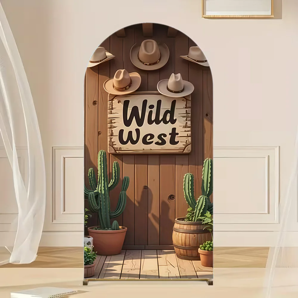Western Cowboy Birthday Arch Photography Backdrops Hat Boot Cactus Birthday Party Western Theme Celebration Portrait Backgrounds
