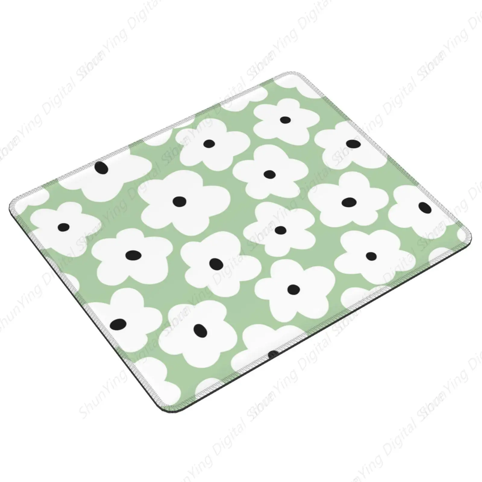 Cute Green Floral Pattern Mouse Pad Suitable For Gaming Office Laptops Anti Slip Rubber Mouse Pad 18*22cm