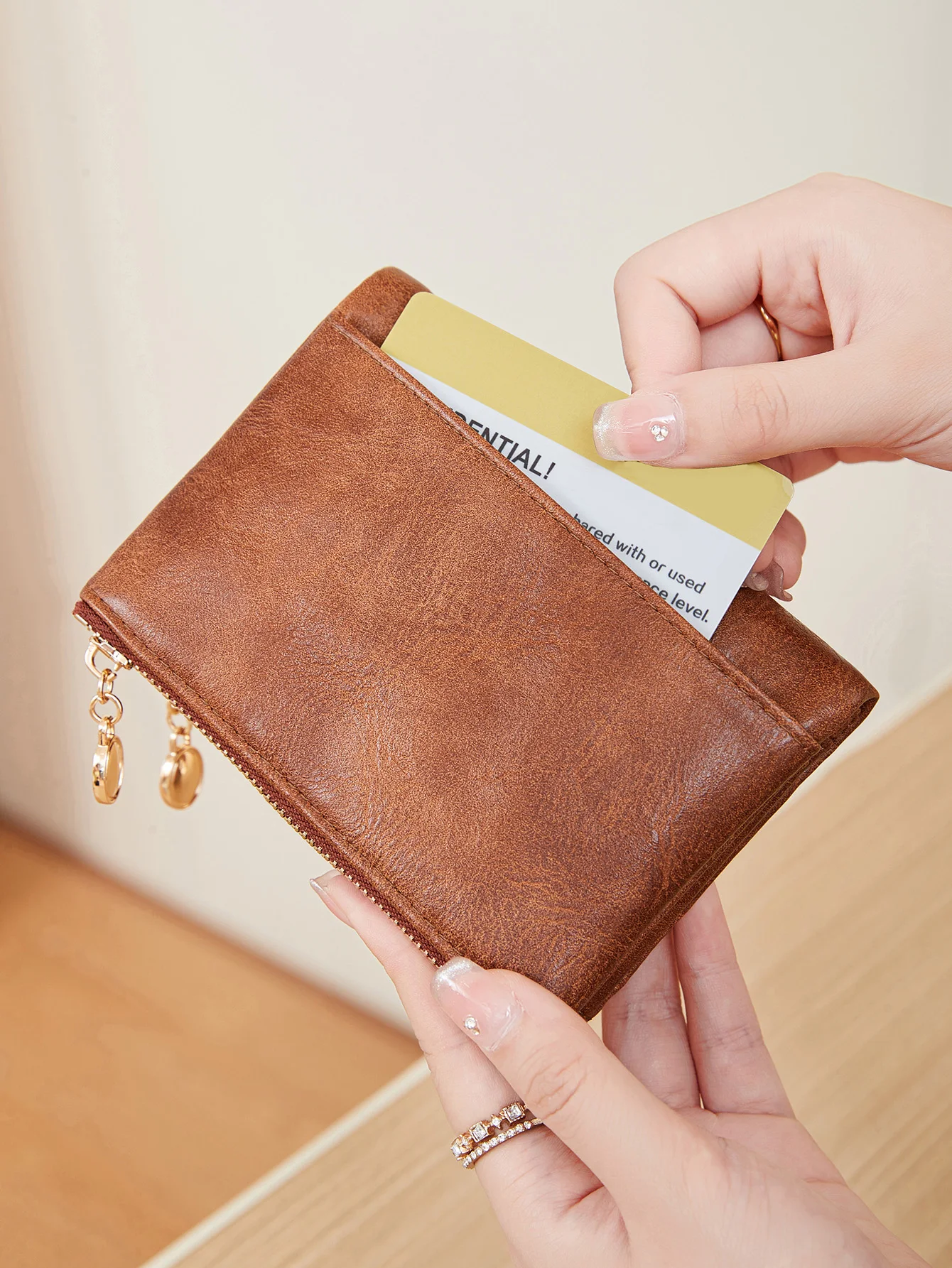 Portefeuille minimaliste pour femmes, court, trois couches, grande capacité, Double fermeture éclair, porte-carte d'identité, porte-carte bancaire de crédit, sac d'argent