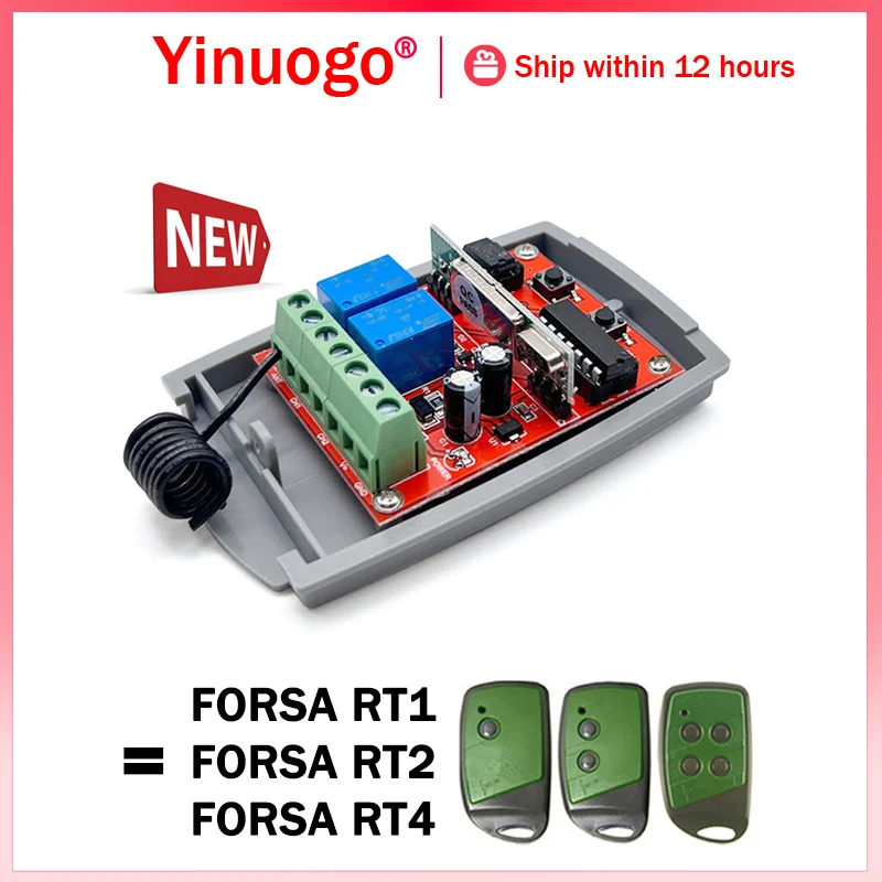 forsa controle remoto para porta de garagem receptor compativel com forsa rt2 rt1 rt4 43392mhz rolling code garagem 01