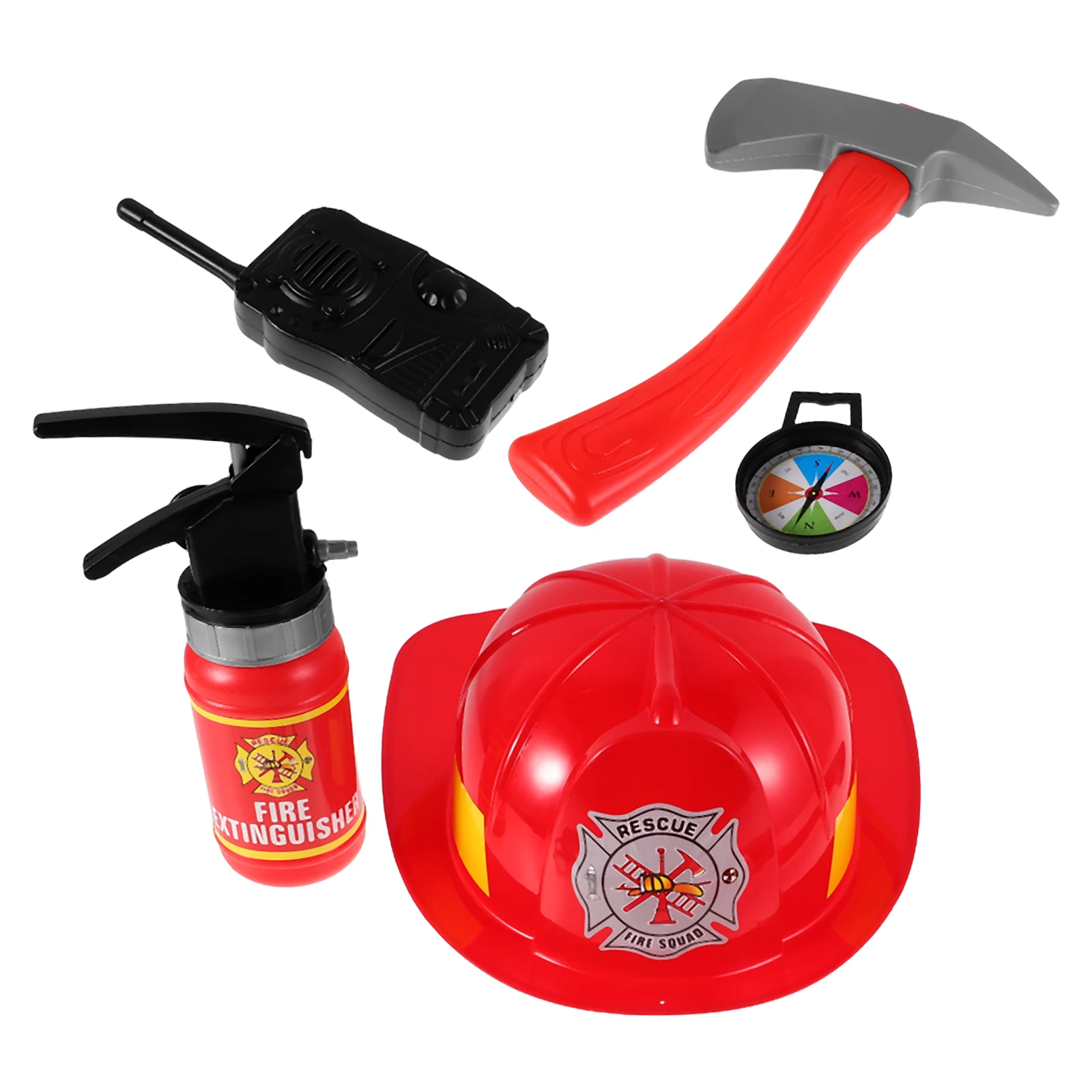

Children's Firefighter Set Tools Extinguisher Prop Accessory Costume Toy for Boys Red Fake Firemen Roleplay Toddler