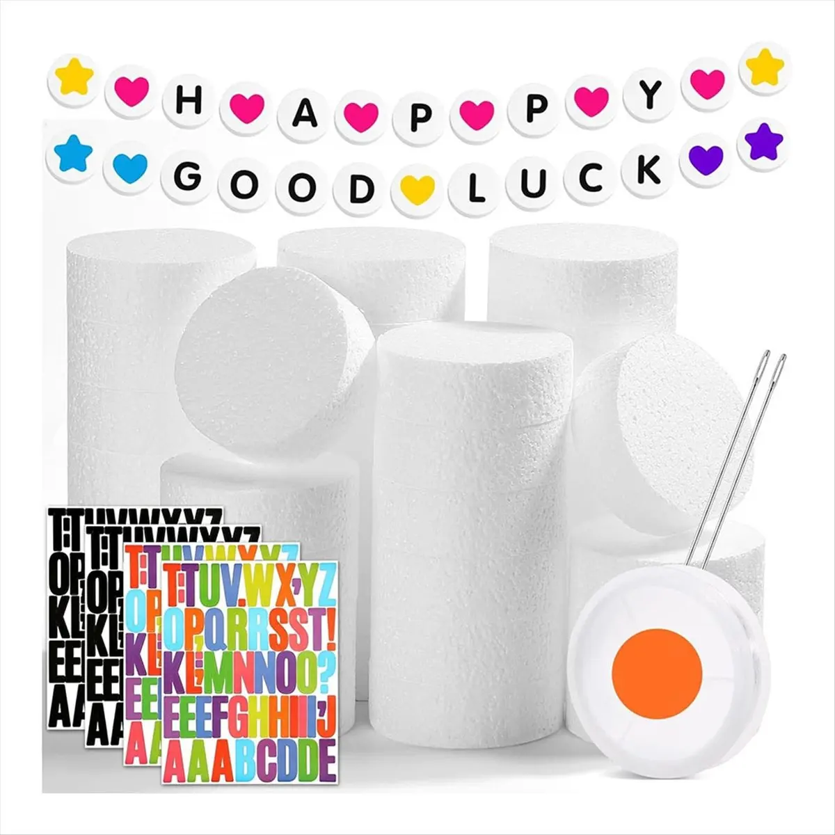 A24I 36 Pieces Handmade Foam Circles, 3 Inch Foam Discs for Giant Friendship Bracelet Banner Birthday Decoration DIY Project