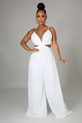 Kleding 2023 Sexy Cross Backless Chiffon Jumpsuits Vrouwen Zomer Outfits Mouwloos Uitgesneden Elegante Overalls Party Night Club