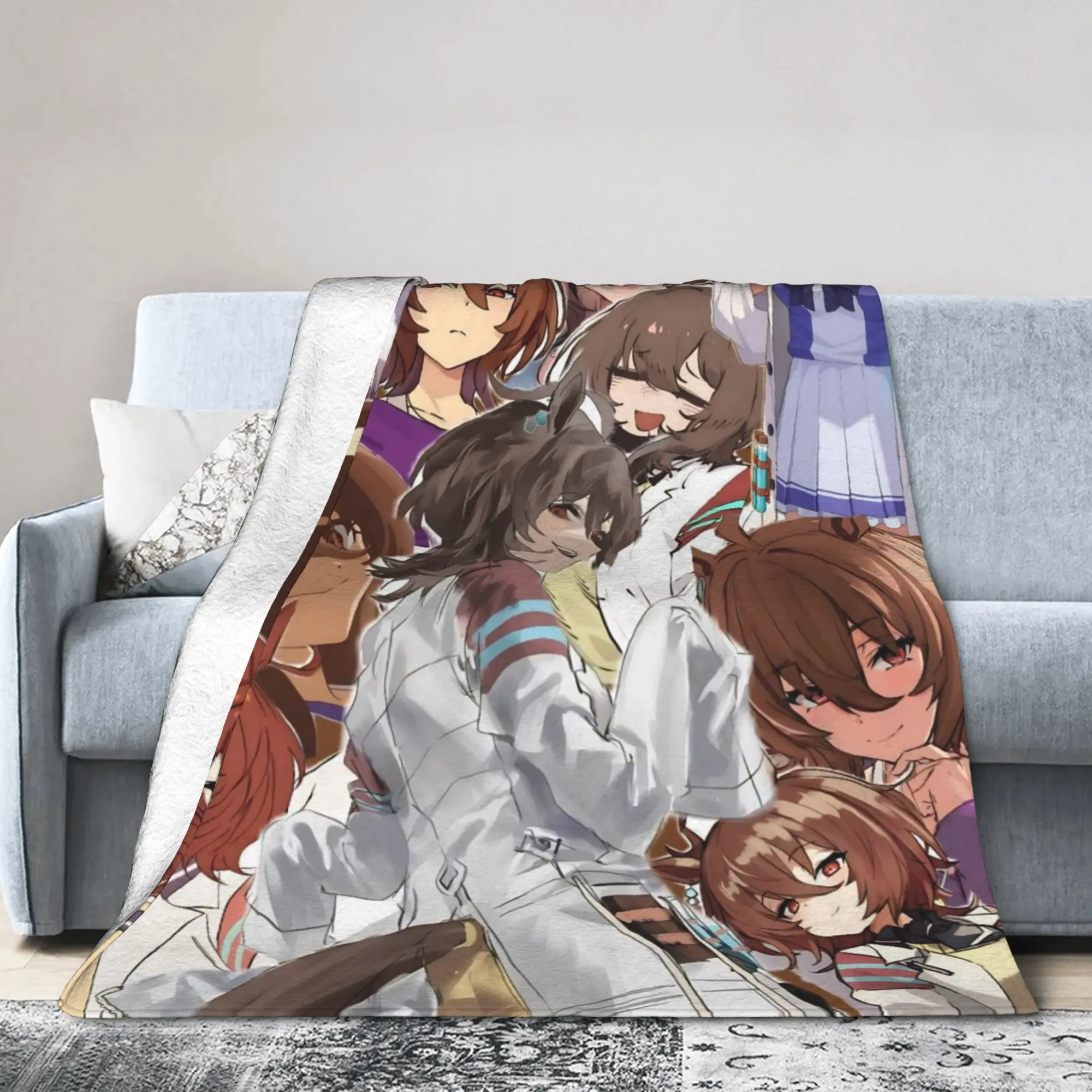 Agnes Tachyon Blanket Flannel Uma Musume Pretty Derby Super Soft Throw Blanket for Bedroom Sofa Bedspread