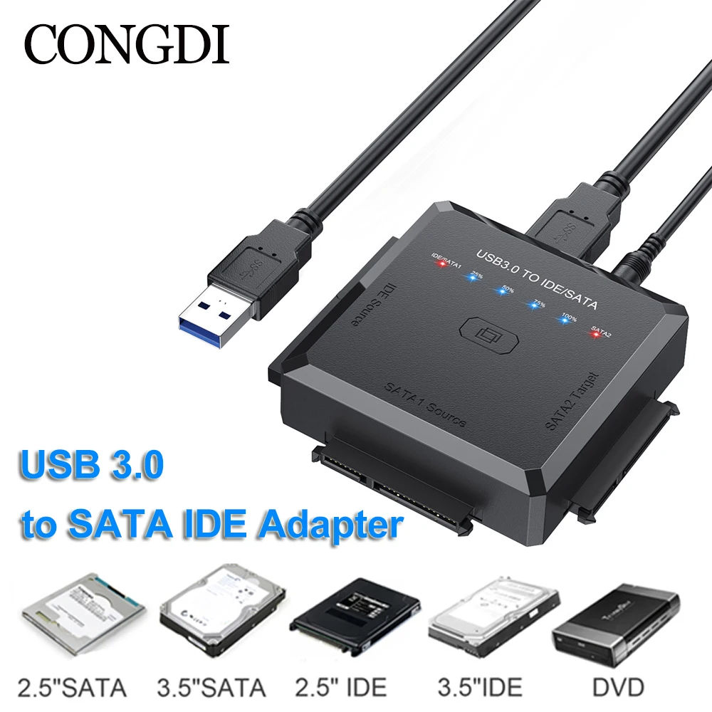 

USB 3.0 to IDE SATA Hard Disk Adapter Converter Cable for 3.5 2.5 inch HDD/SSD CD DVD ROM CD-RW 3 in 1 IDE SATA Adapter