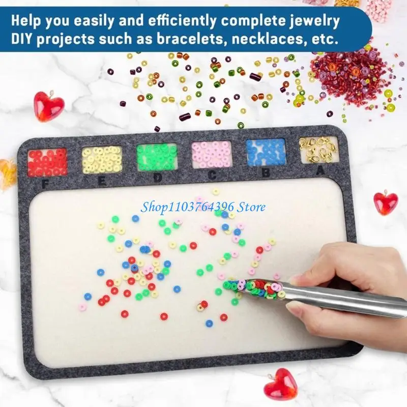 3/4Piece DIY Bead Crafting Nonslip Felt Tray 6 Compartments Stainless Steel Scoops Jewelry Tools Bead Craft Mat