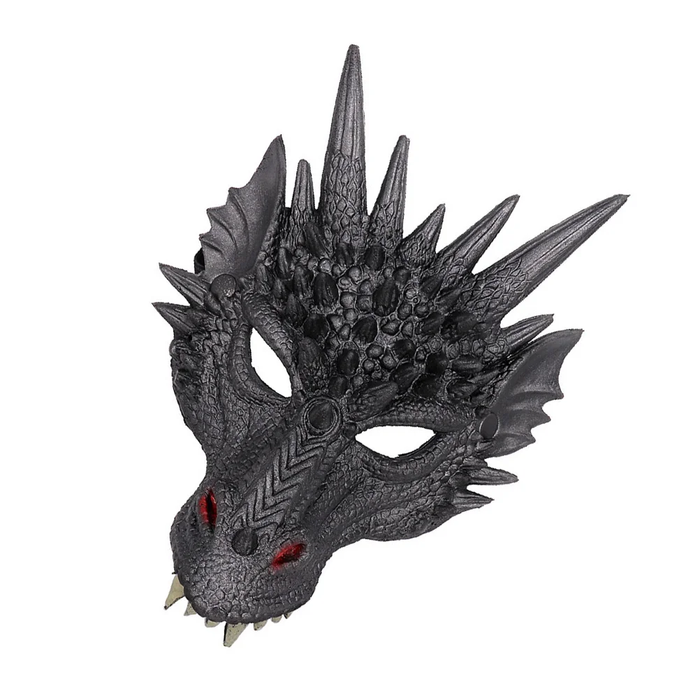 1PC Dragon Mask Costume Prop Mask Dress-up Accessory for Halloween Masquerade Cosply Costume Party Carnival Performance Black