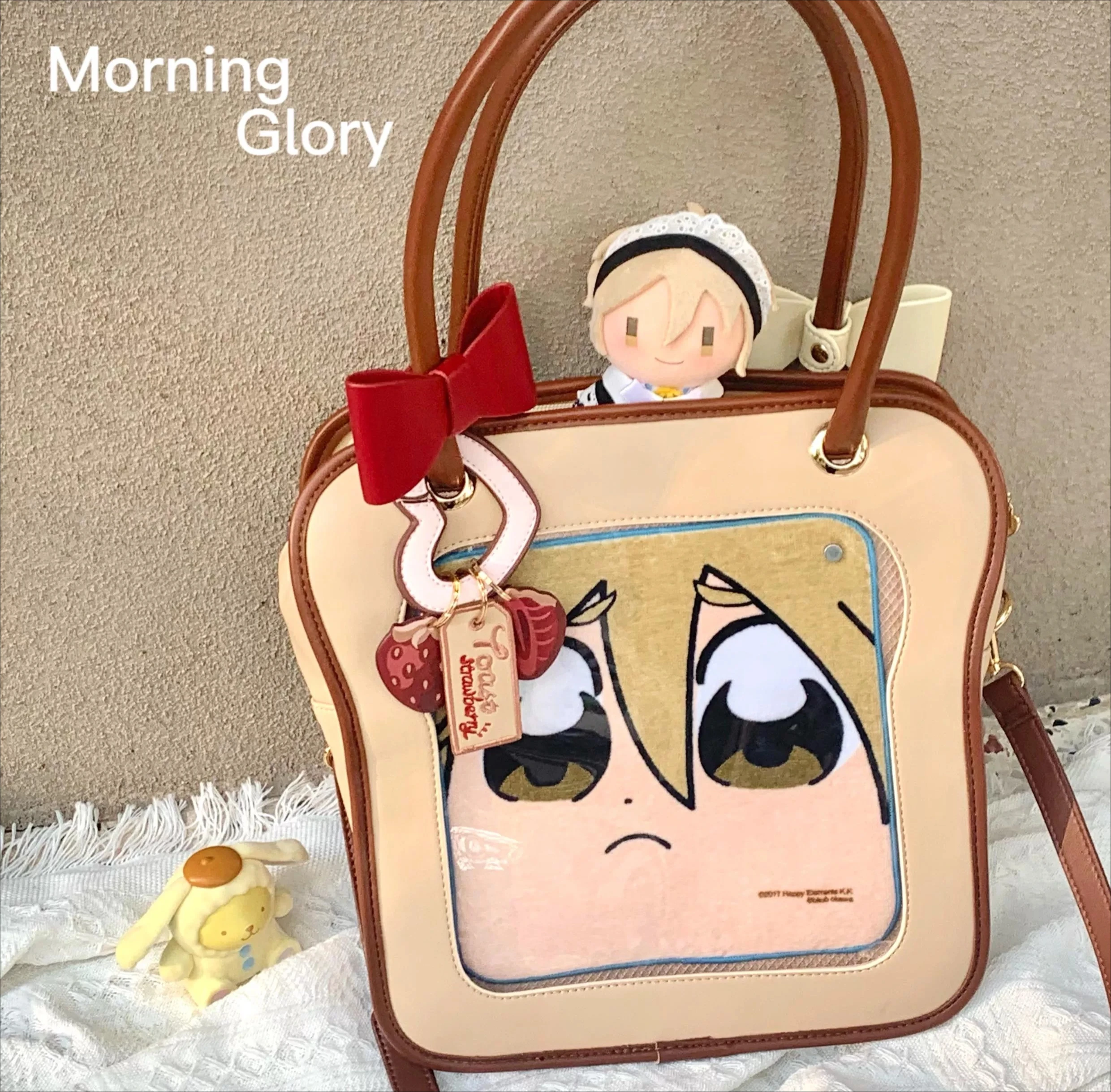 Japanese Original Cute Toast Lta Shoulder Oblique Straddle Handbag Girly Style Lolita Bow Cotton Doll Lta Bag for Women
