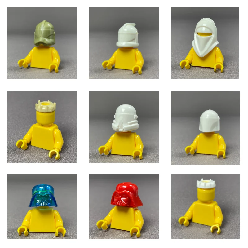 10pcs MOC Bricks Unprinted Clone Helmet Headgear For 4cm Action Figure Guard Building Blocks Toys Children's Dolls Gifts