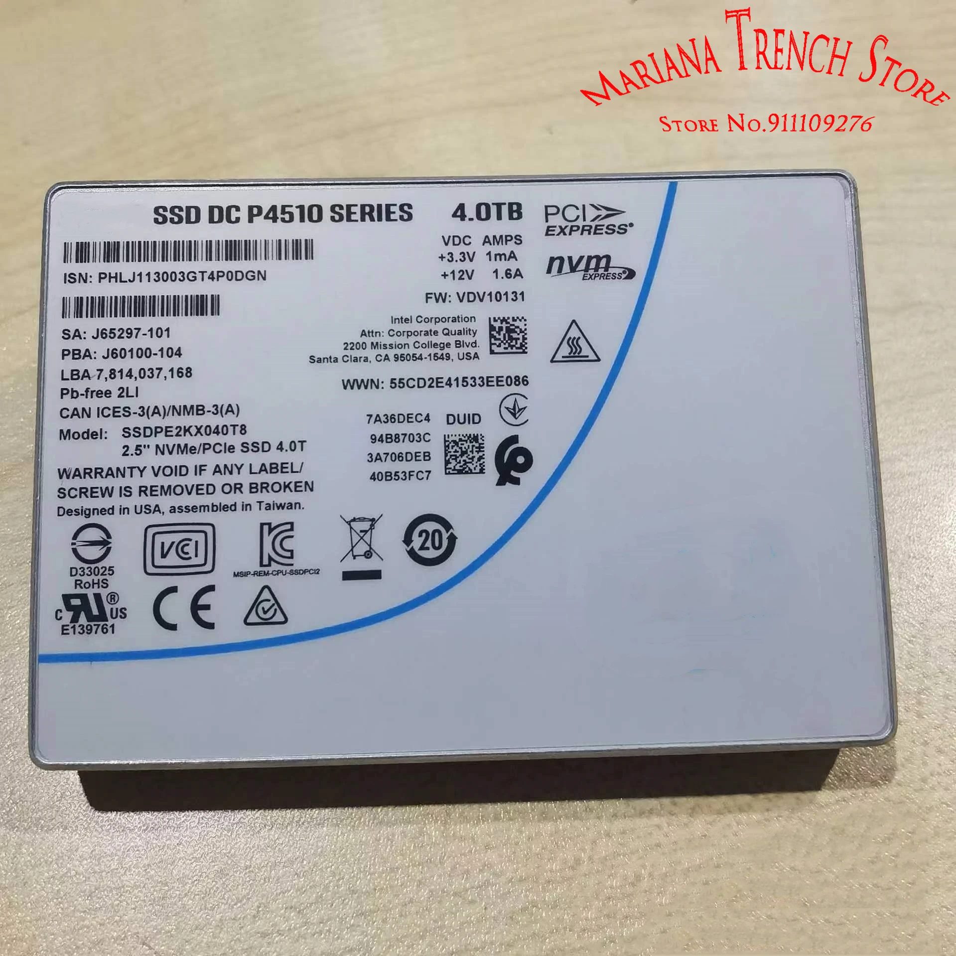 DC P4510 SERIES 4.0TB for INTEL 2.5