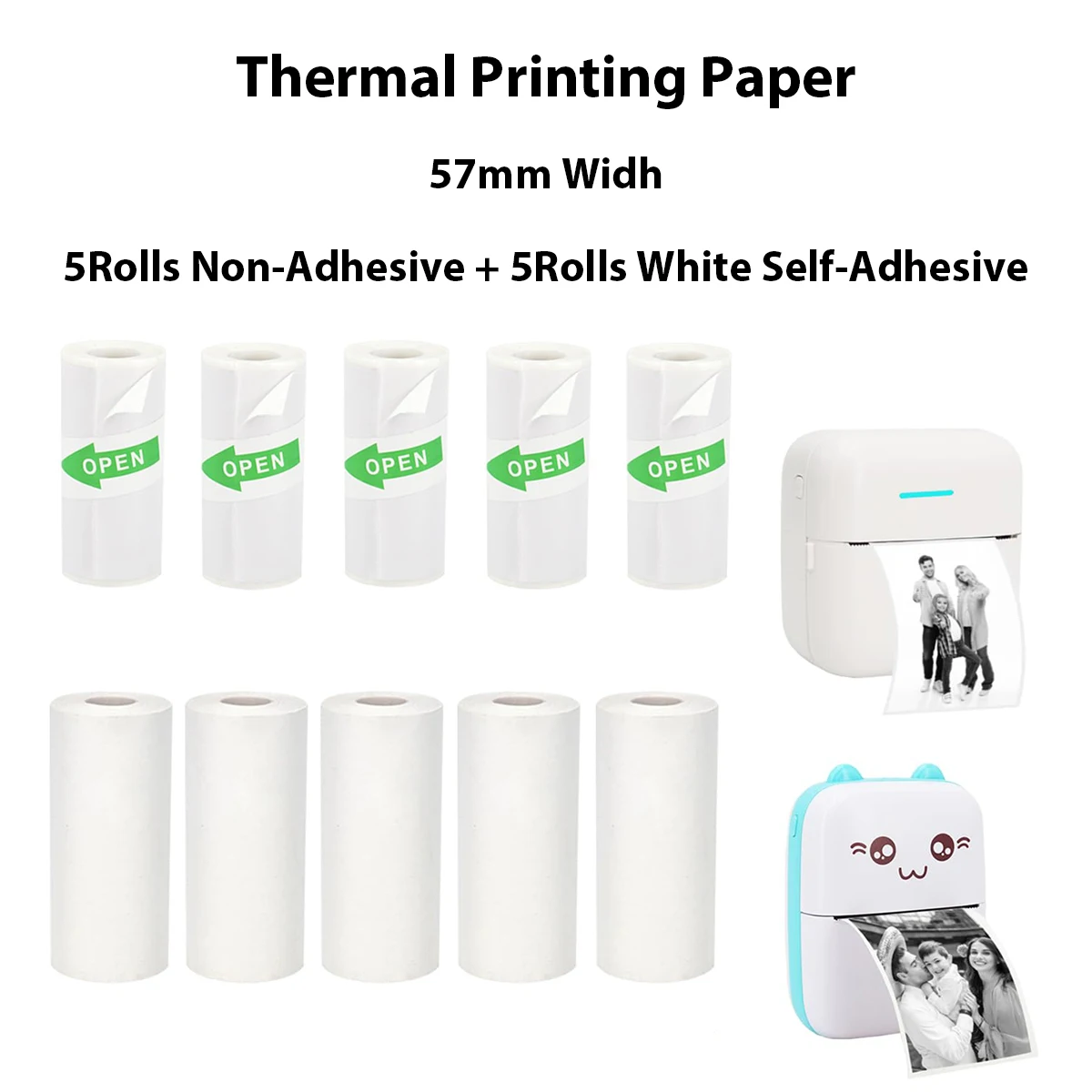 Thermal Paper White Children Camera Instant Print Kids Camera Printing Paper 10Rolls 57x25 MM Replacement Accessories Parts