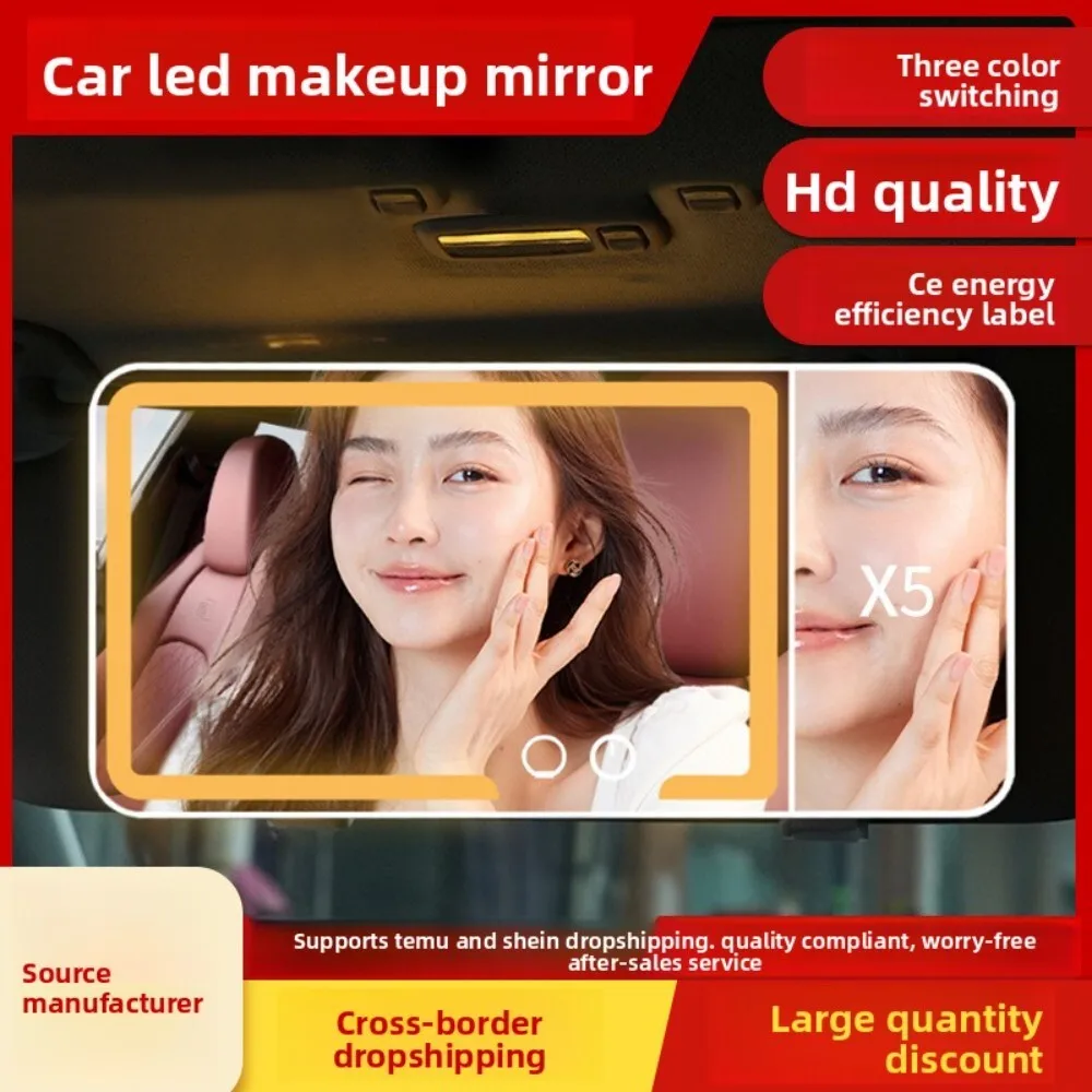 

Car Mount LED Makeup Mirror Rechargeable Smart Vanity Light for Car Interior Sun Visor Beauty Accessory for Women Travel