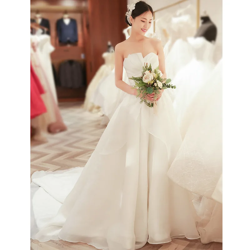 

J123 Light wedding dress 2024 new style bridal tube top train