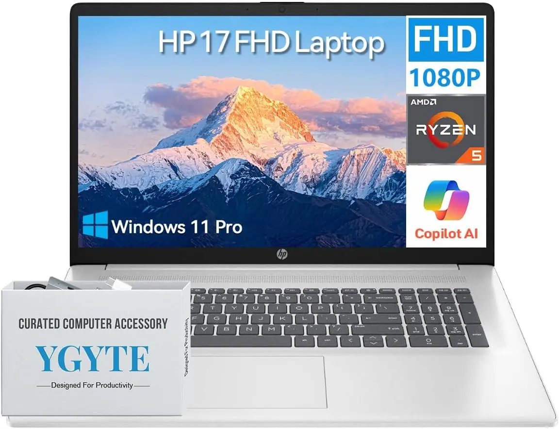 

HP 17 Inch Laptop Computer 17.3 FHD IPS Business Laptop AMD Ryzen 5 64GB RAM 2TB SSD Windows 11 Pro