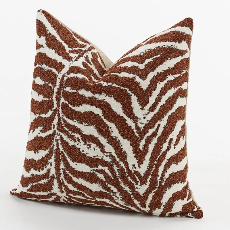 

Vintage Zebra Pattern Jacquard Cushion Cover Modern Luxury Texture Decorative Pillow Cover for Sofa Bed Living Room Home Decor