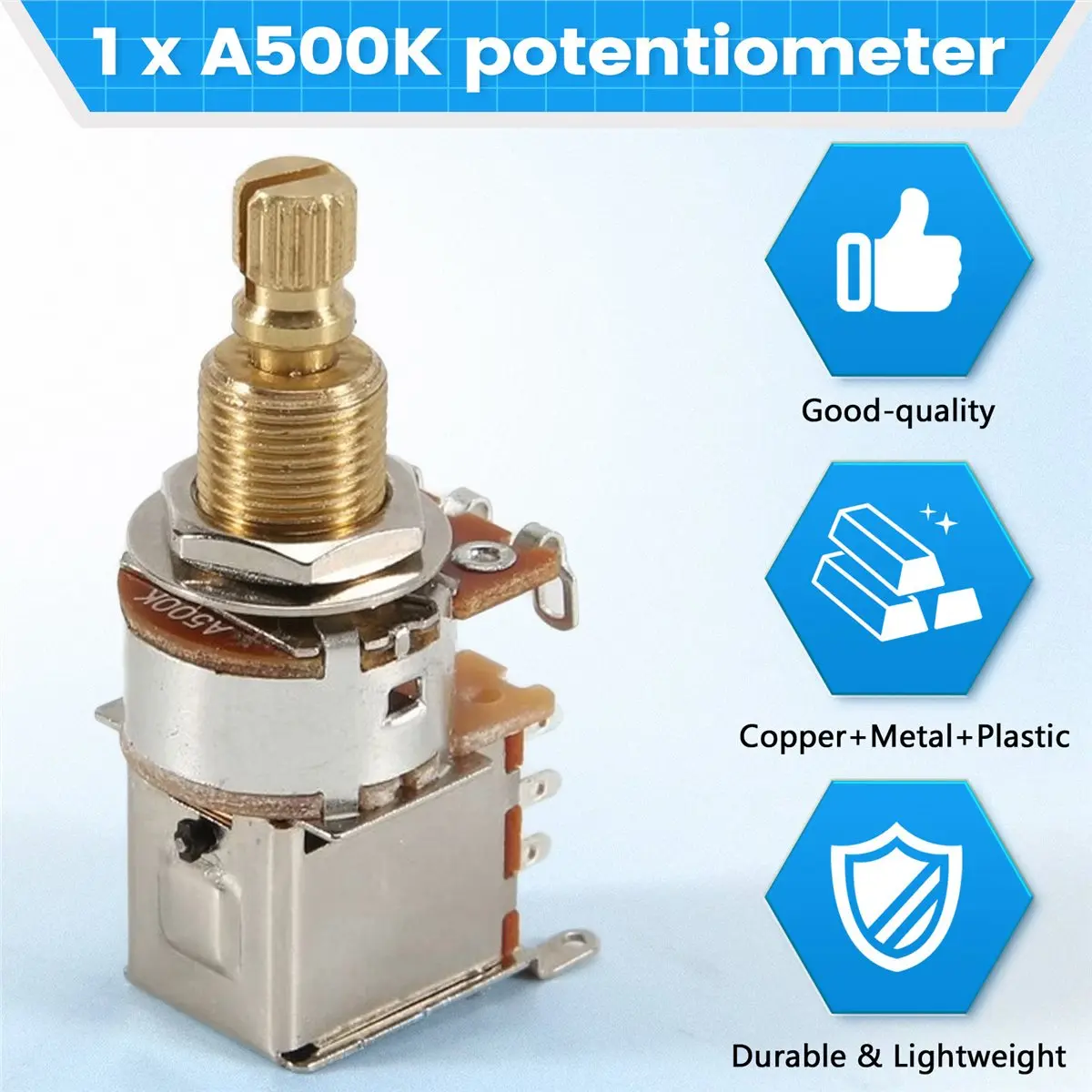 (ABYM) 1Pcs Guitar Push/Push Potentiometer Short Shaft Push Push Potentiometer Electric Guitar Pot A500K for Guitar Bass Parts
