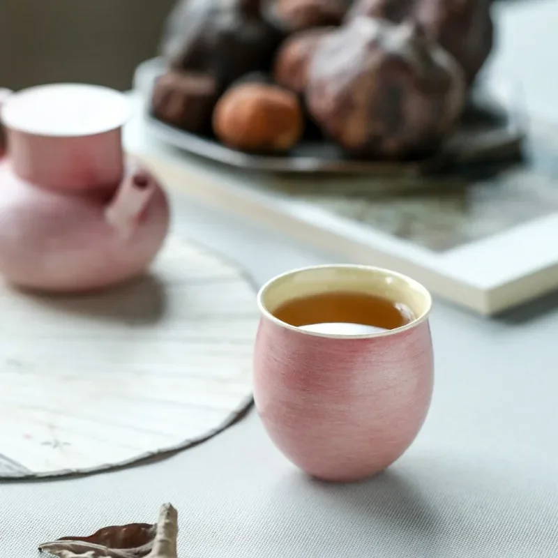 

Ceramic tea set cup, handmade solid color master cup, cherry blossom hand-painted cup