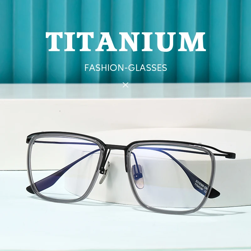 2026 square spectacles Titanium Anti Blue Light Glasses Frames Men Fashion Retro Computer Eyeglasses Frame Reading Eyewear