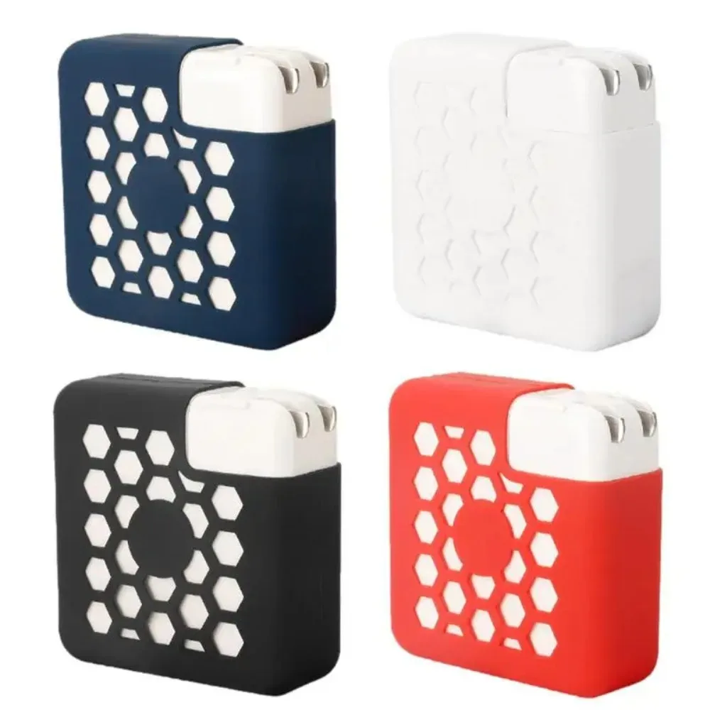 

Portable Silicone Power Adapter Case Shockproof Radiative Protective Cover Hollow Out Design Soft Charger Skin for MacBook