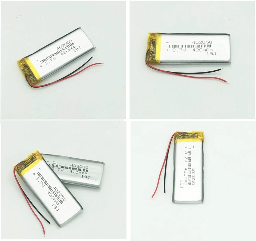 402050 420mah 3.7V Lithium Polymer Battery For Bluetooth Earphone Recording Pen Smart Watch Rechargeable Li-polymer Batteries