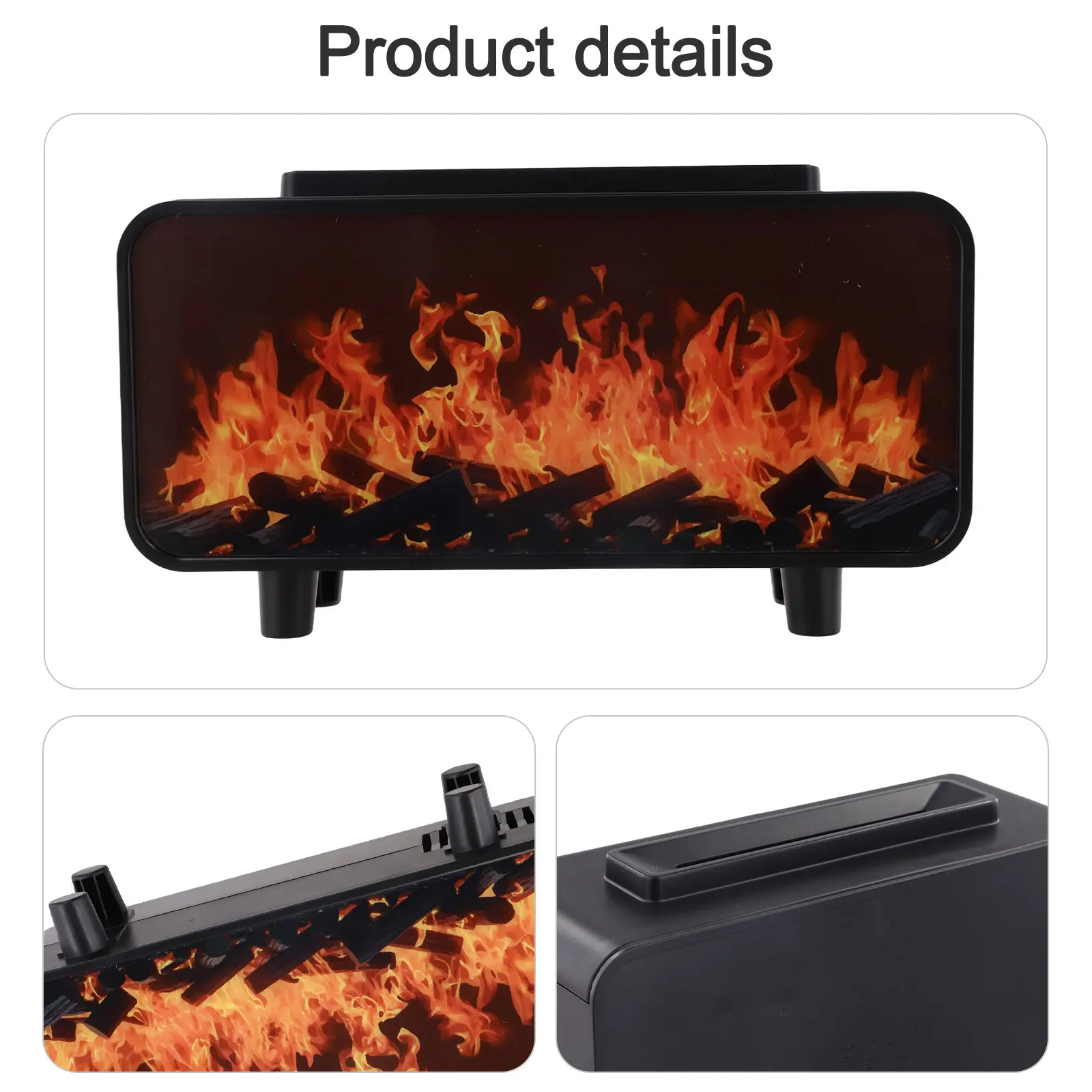 

Увлажнитель воздуха с эффектом пламени камина, диффузор эфирного масла, красочные светодиодные фонари, автоматическое отключение, тихая работа для офиса