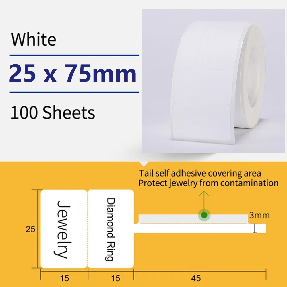 

Маленький рулон, бумага для этикеток для ювелирных изделий, 30x70, 25x75, термобирка по цене, пустые наклейки со штрих-кодом для печати, рулоны для портативного принтера