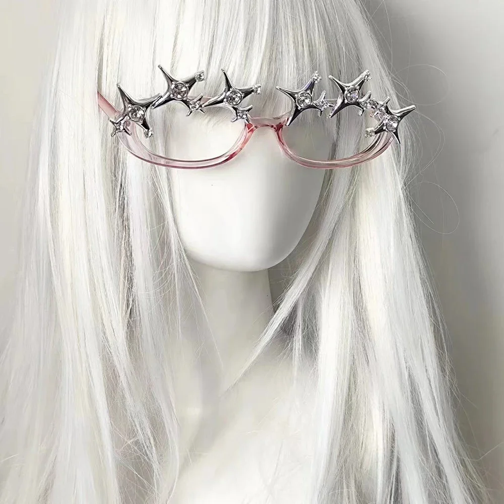 

Punk Star Glasses Subculture Y2K Pink Eyeglass Frame Unisex Gothic Sunglasses No Lenses Eyewear Frames Halloween Carnival Prop