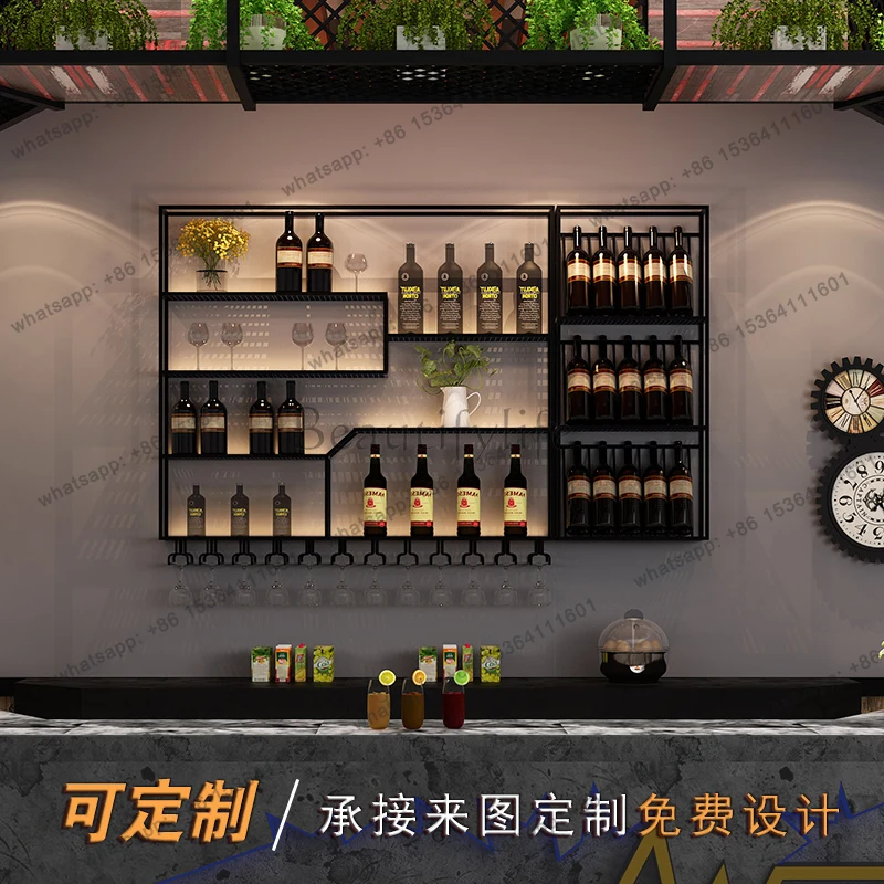 Cocktail Modern Display Cabinet Storage Cellar Shelves Metal Alcohol Cabinet Space Saver Wine Mueble Para Vinos Bar Furniture