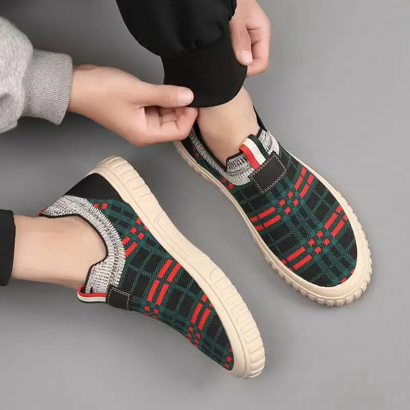 Men's Slip-On Socks Shoes Breathable Comfortable air Mesh Fashionable Sports Easy Wear Flat Rubber Sole Casual Low Top Sneakers view 4