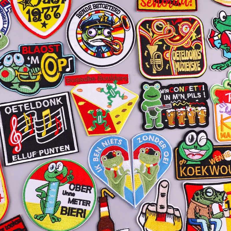2025 Holandland Oeteldonk Emblemat Haftowane naszywki na ubrania Karnawałowa żaba Żelazko na plastry Termoprzylepna naszywka na prezent DIY