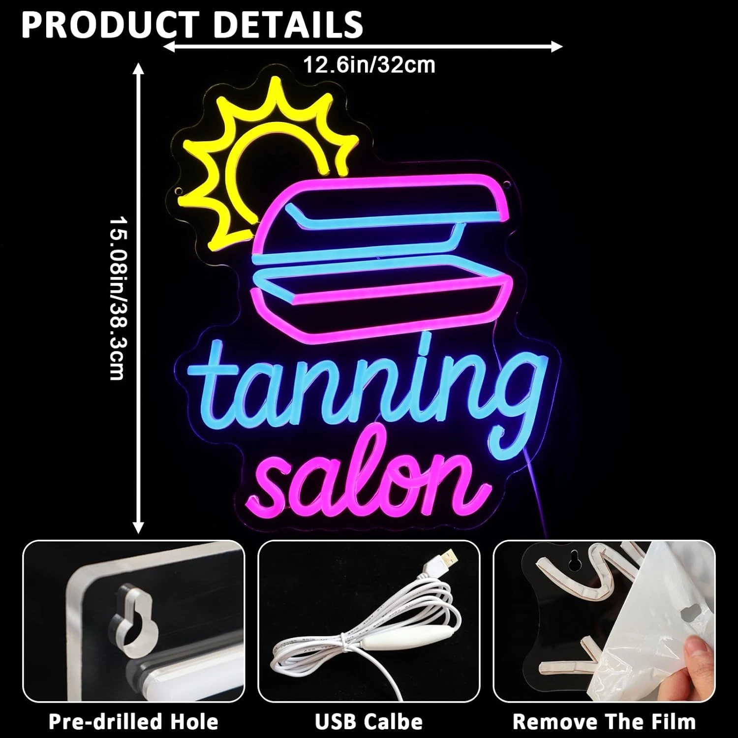 Dimmable Tanning Salon Neon Sign , Soft Glow Beauty Neon Lights Wall Decor for Tanning Room Spa Skincare Studio, Business Gift