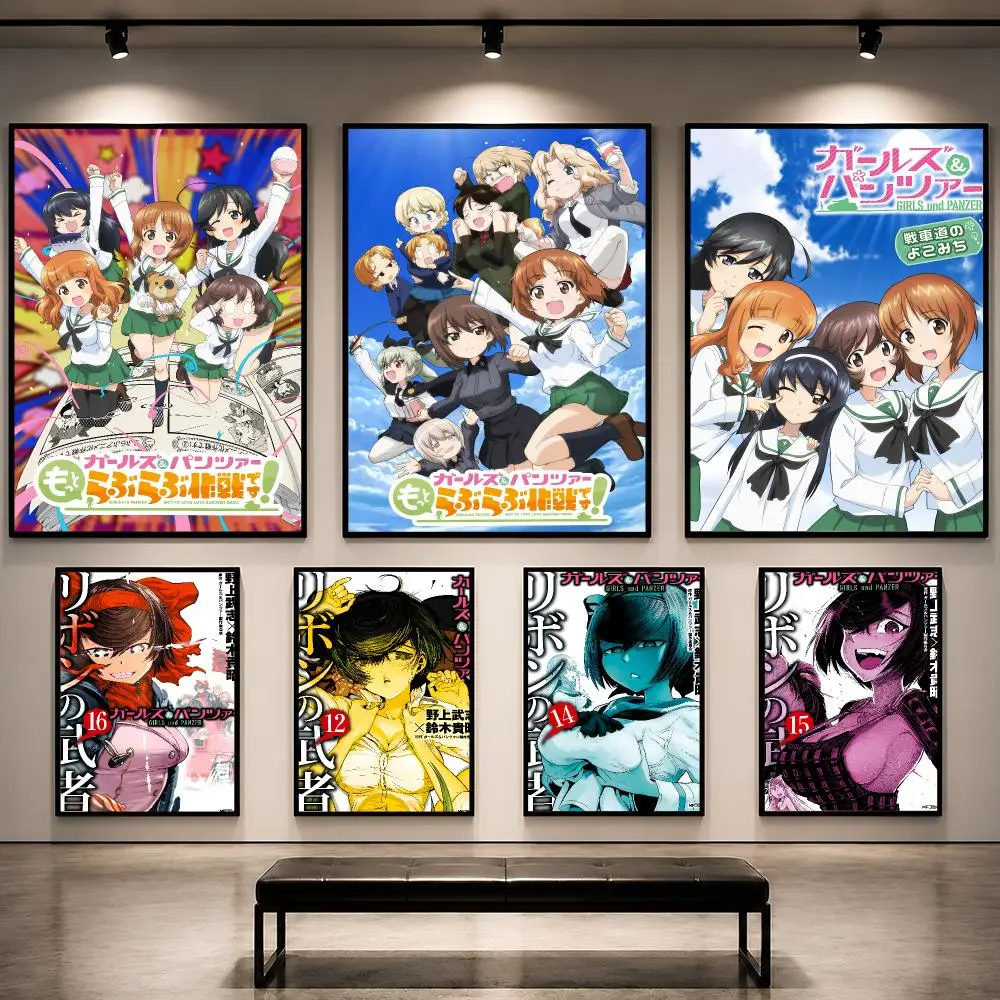 Anime Girls Und Panzer Tank Poster Removable PP Decorative Poster Water-Resistant Print Apartment Dorm Office Cafe Gift