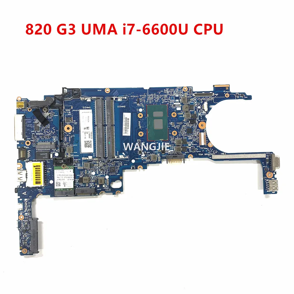 

For HP EliteBook 820 G3 Laptop Motherboard 831765-001 831765-601 Mainboard UMA i7-6600U CPU 6050A2725001-MB-A01 100% Working