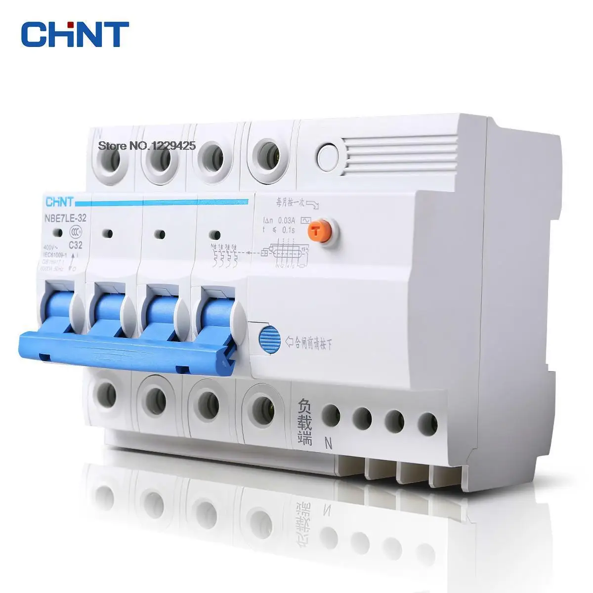 CHNT CHINT Leakage Protection  Leakage Circuit Breaker NBE7LE 4P 16A 20A 25A 32A 40A 63A  With Leakage Protector Air Switch