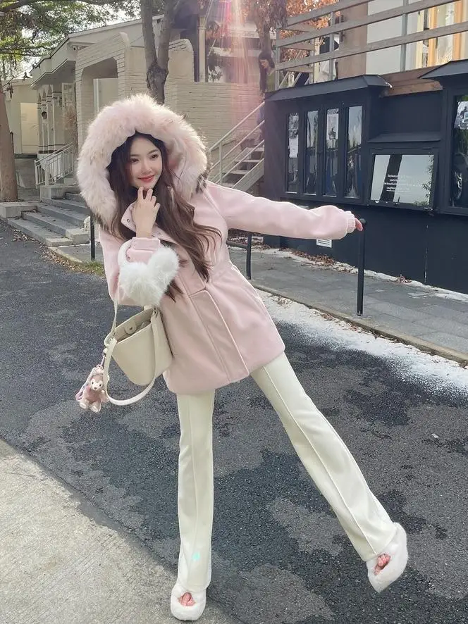 

Warm Fce-Lined Slimming Women's Pants Autumn Winter Cozyfit Trousers Commute Sle l Waist Zipper Polyester Fiber