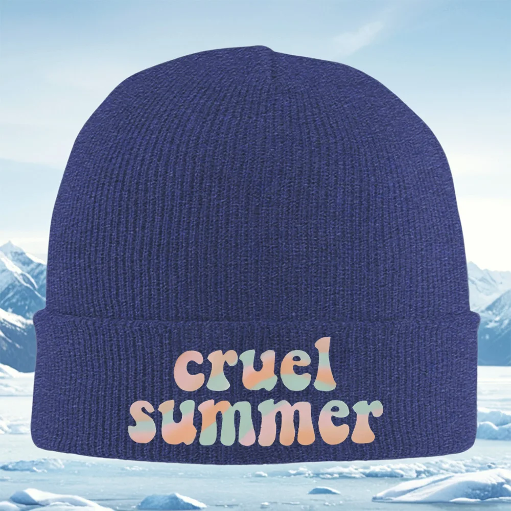 Cruel verano retro groovy texto diseño hombres mujeres unissex sombrero de punto gorro Jersey gorra invierno térmico cálido Navid