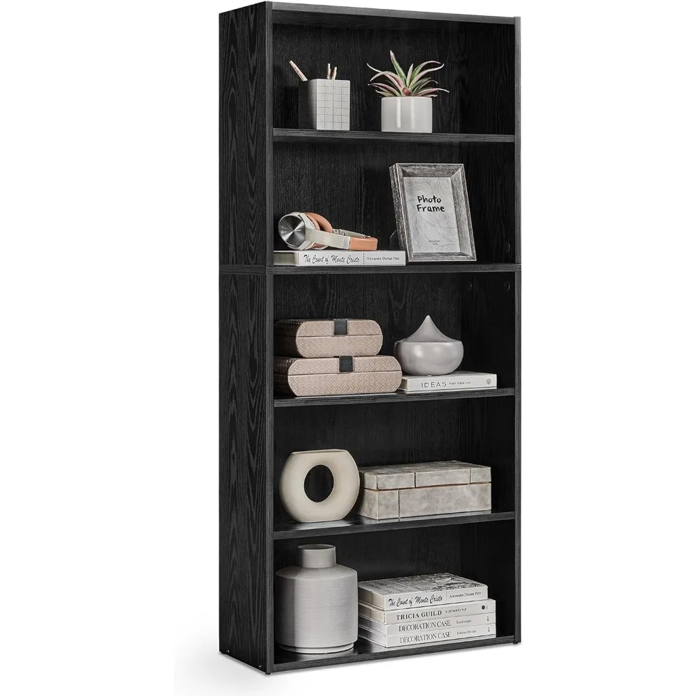 

Bookshelf, 23.6 Inches Wide, 5-Tier Open Bookcase with Adjustable Storage Shelves, Floor Standing Unit, Ebony Black