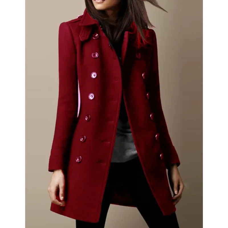 

Fashion Elegance Women Jacket Mid-length Coat 2025 Solid color Belt Single-breasted Turn-down Collar for Ladies Office Outfit