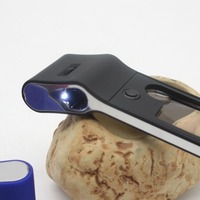 Mini Pocket 4 Led Lights Currency Detector Lamp One UV 55X Magnifying Glass Handheld Microscope with Light