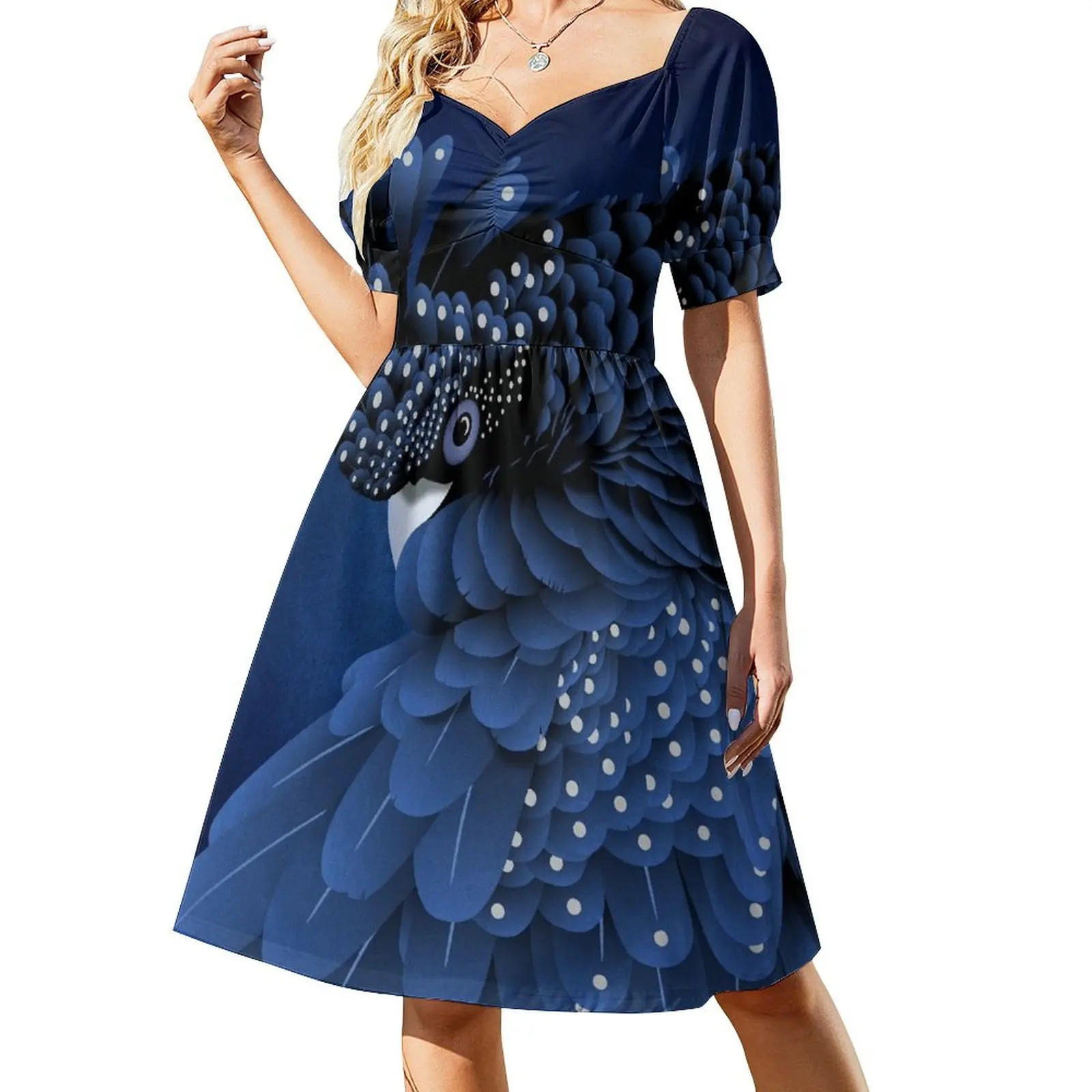 Australian Black Cockatoo Portrait Short Sleeved Dress Long dress woman loose women's dress