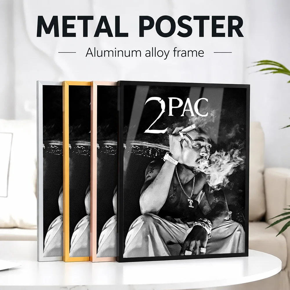 2Pac Framed Metal Poster Personalized Photo Contemporary Stage Style Wall Art For Living Room And Bedroom Vinyl Collector Gift