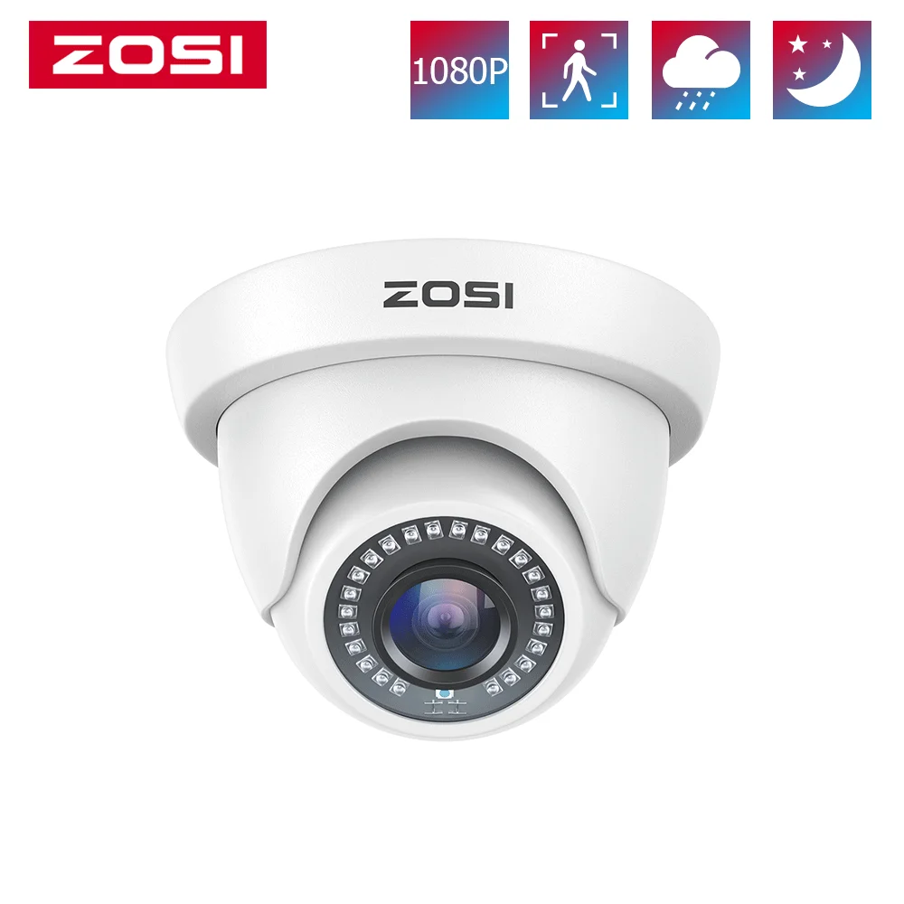 ZOSI 2.0MP HD 1080P 1920TVL Hybrid 4-in-1 TVI CVI AHD 960H CVBS CCTV Dome Camera Indoor Outdoor for Home CCTV DVR System